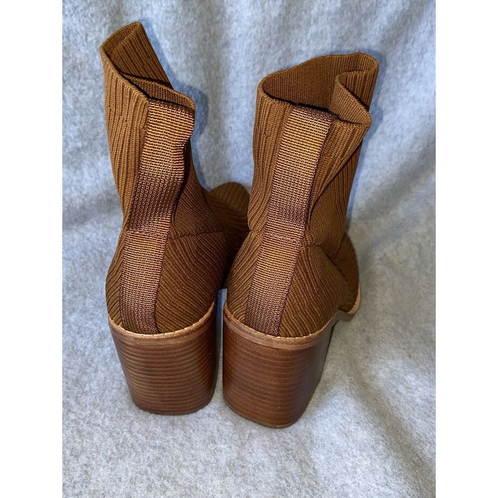 Steve Madden Sock Boots Womens Size 6.5 Nichol Brown Block Heel Pointed Toe - Picture 6 of 7